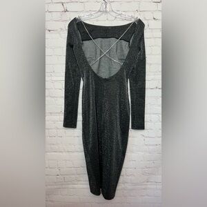 The One by Lichi Fitted Open Back Metallic Dress